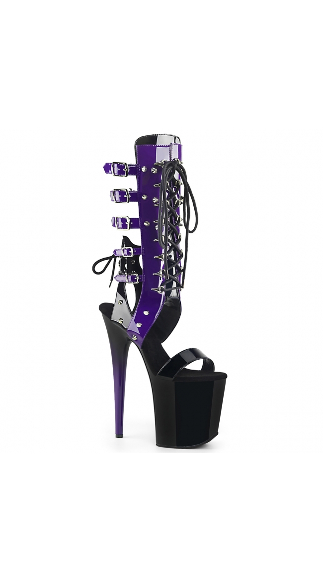 8 Inch Mid-Calf Patent Sandal by Pleaser