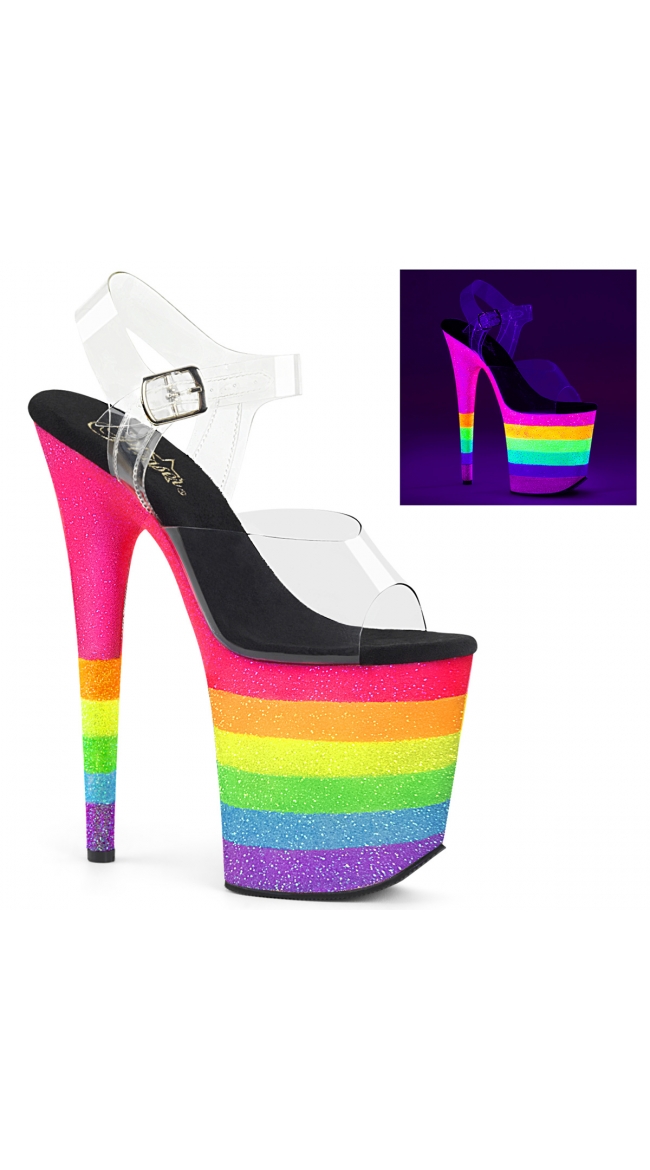 8 Inch Neon Rainbow Sandal by Pleaser