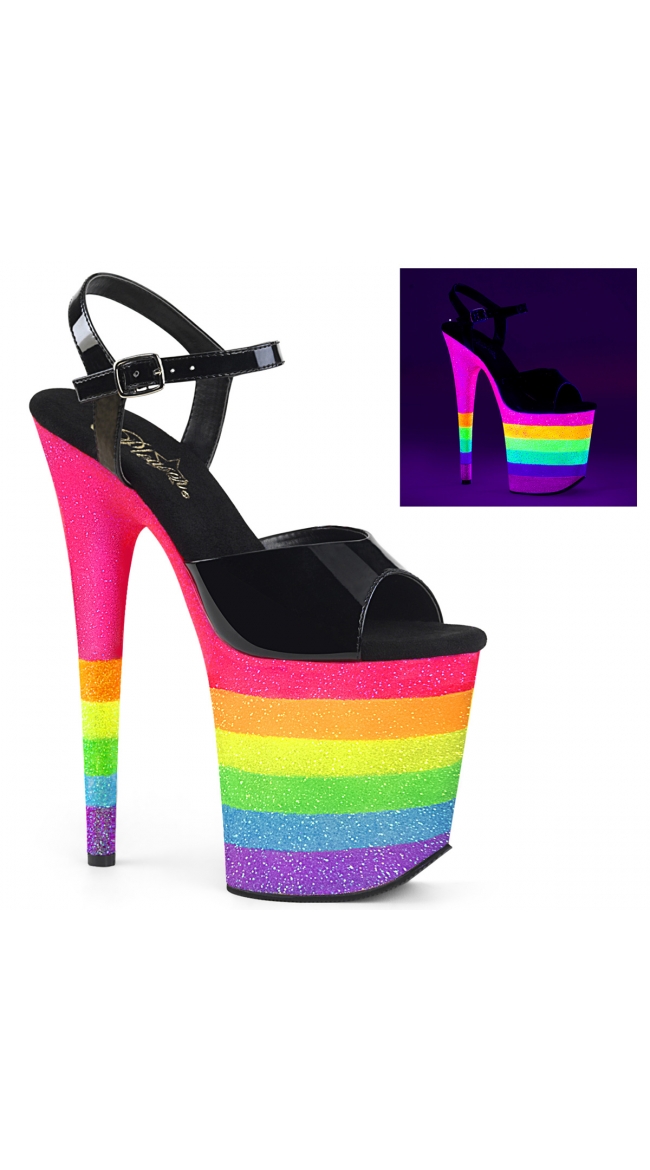 8 Inch Patent Neon Rainbow Sandal by Pleaser