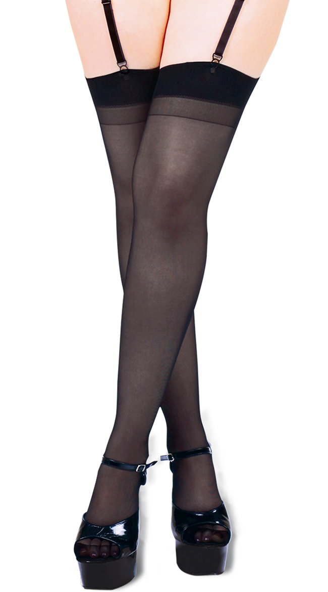 Basic Plus Size Thigh High Stockings by Glamory Hosiery