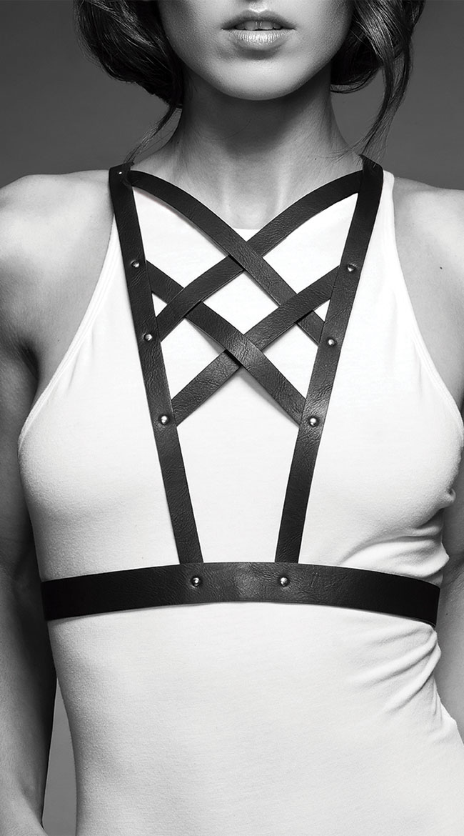 Black Cross Cleavage Harness by Entrenue - sexy lingerie