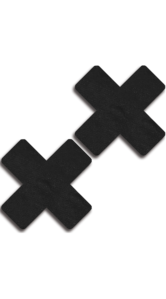 Black Faux Leather Cross Pasties by Glitter - sexy lingerie