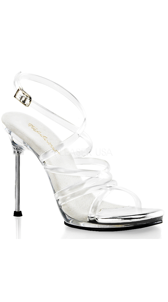 Clear Criss Cross Ankle Strap Sandal by Pleaser