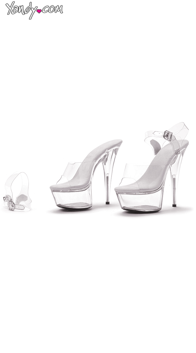 Clear Platform Sandals with Removable Ankle Strap by Ellie Shoes