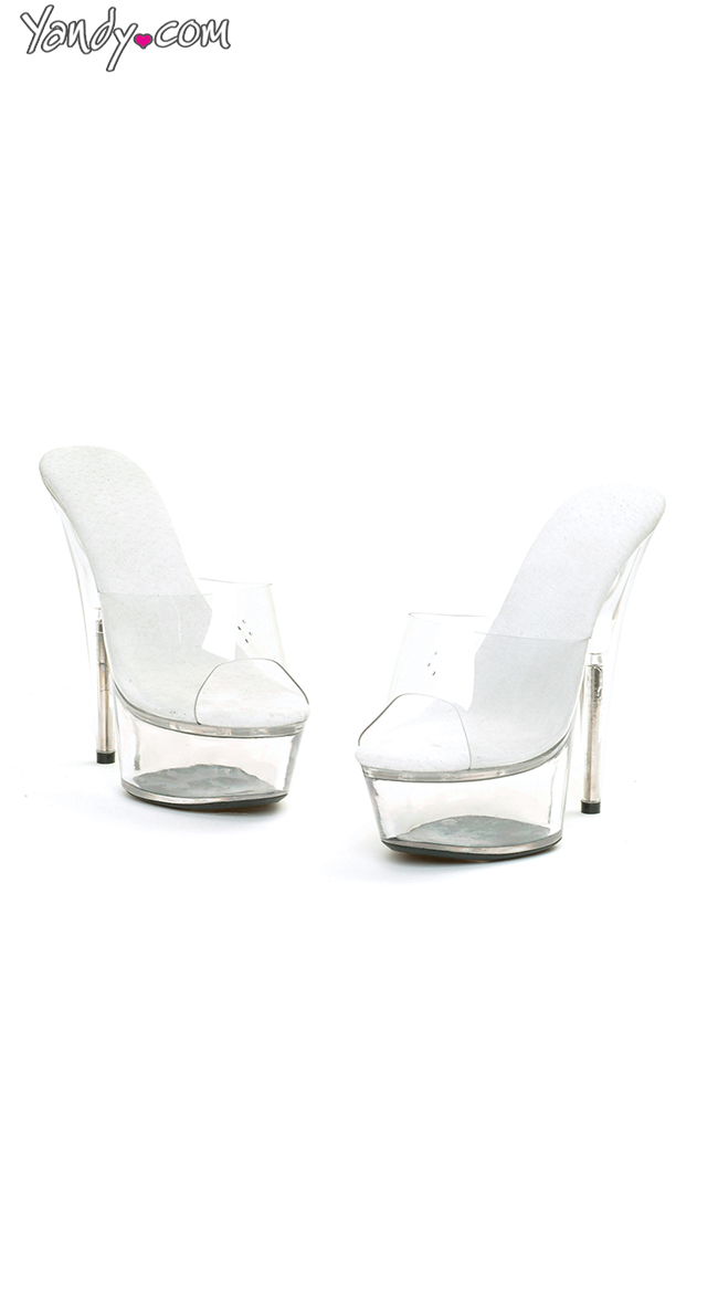 Clear Slide On Mules with Peep Toe by Ellie Shoes