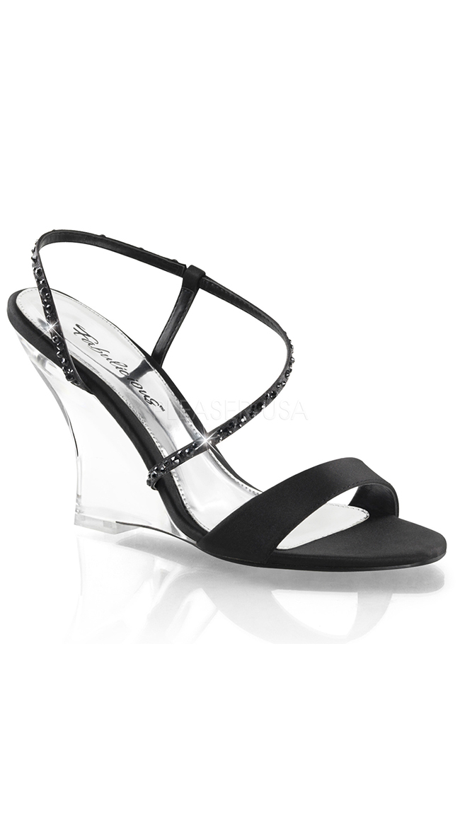 Clear Wedge Sling Back Sandals by Pleaser