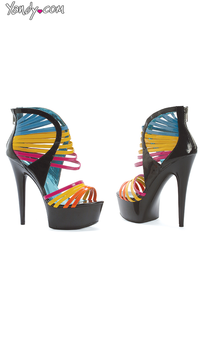 Colorful Multi Strap Platform Sandals by Ellie Shoes