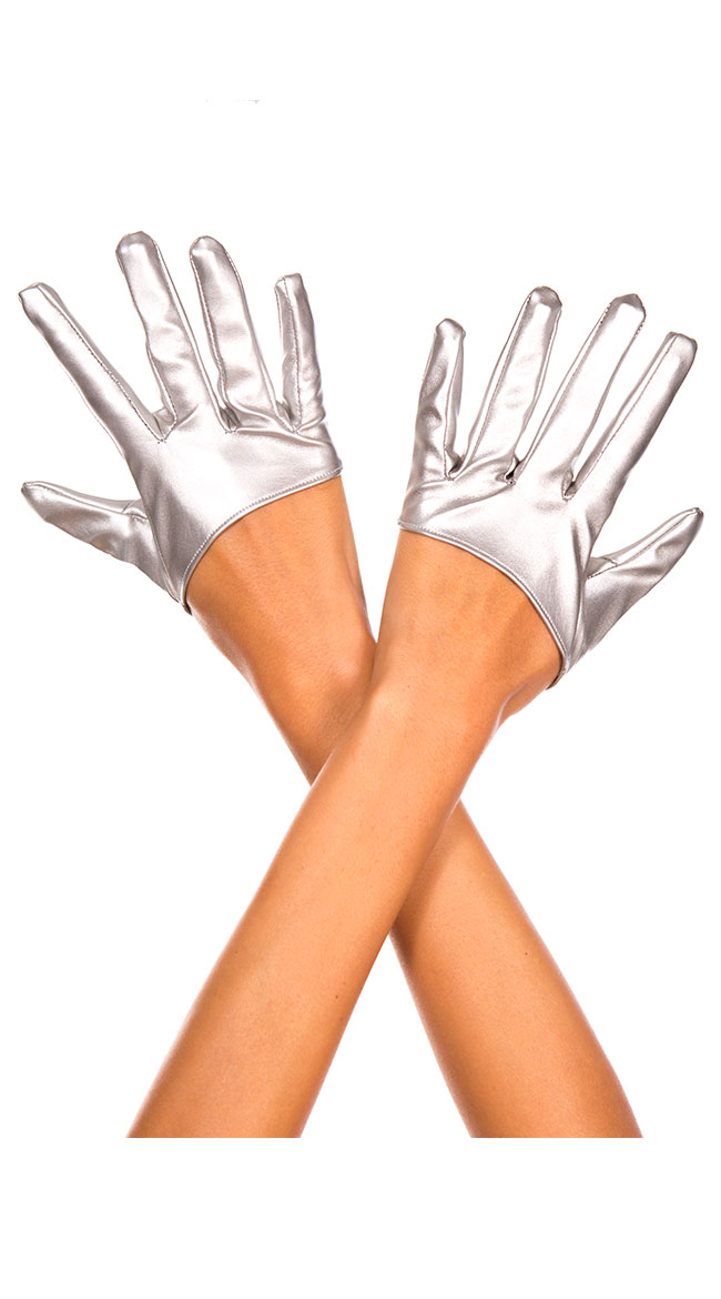 Cropped Wet Look Gloves by Music Legs