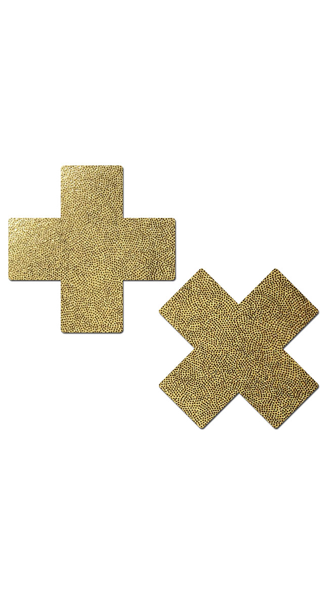 Cross Reusable Gold Nipple Pasties by Pastease - sexy lingerie