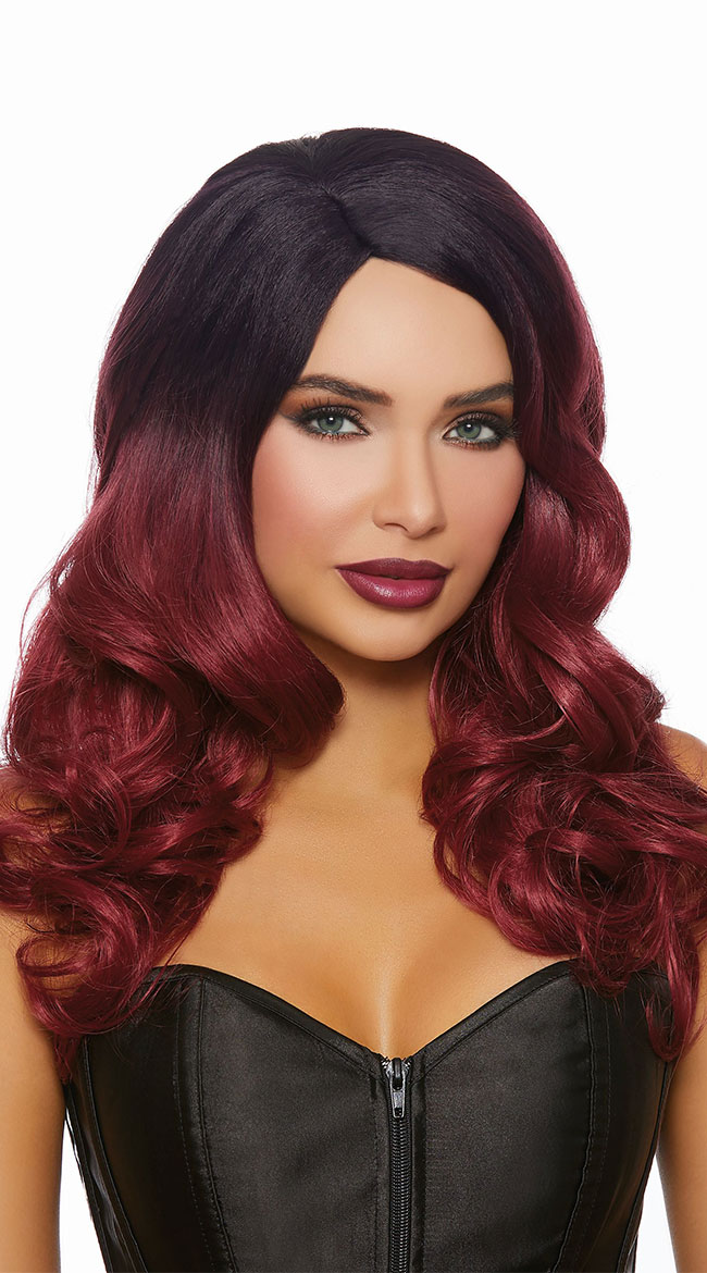 Curly Burgundy Ombre Wig by Dreamgirl