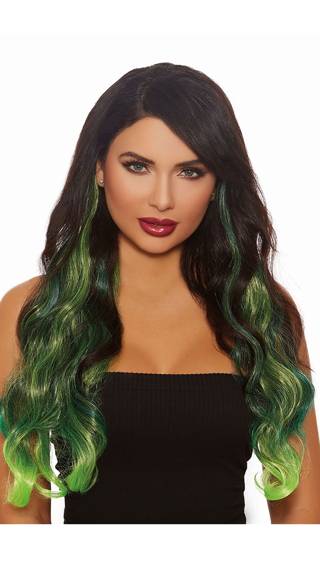 Curly Green Ombre Extensions by Dreamgirl - sexy lingerie