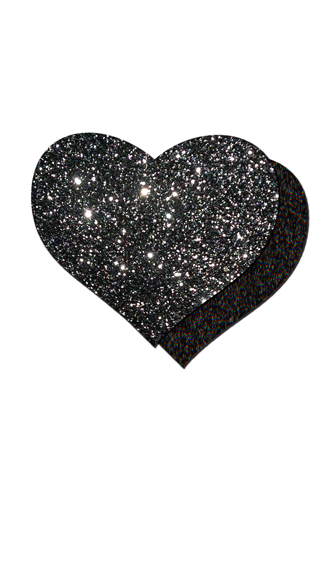 Dark Love Glitter Heart Pasties by Pastease