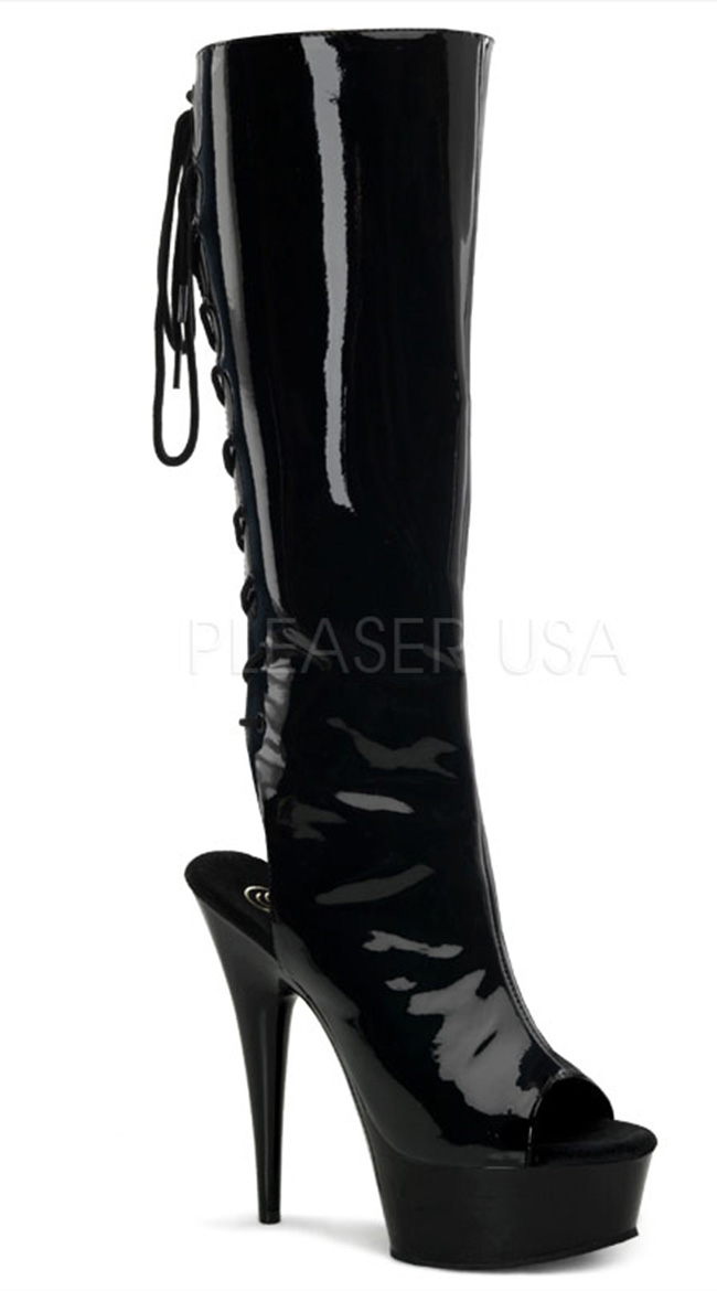 Delight Peep Toe Knee High Boot by Pleaser