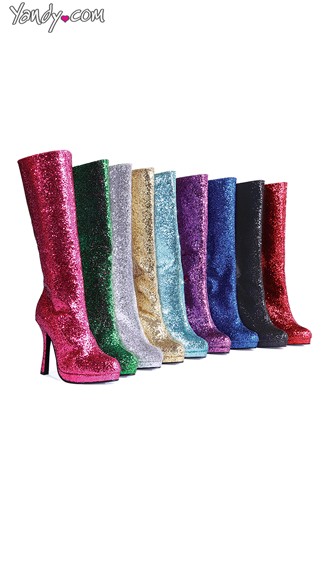 Disco Glitter Go-Go Boots by Ellie Shoes