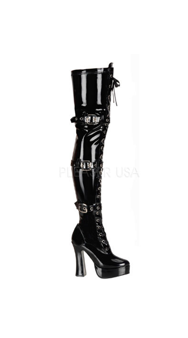 Electra Buckle and Lace Boots by Pleaser