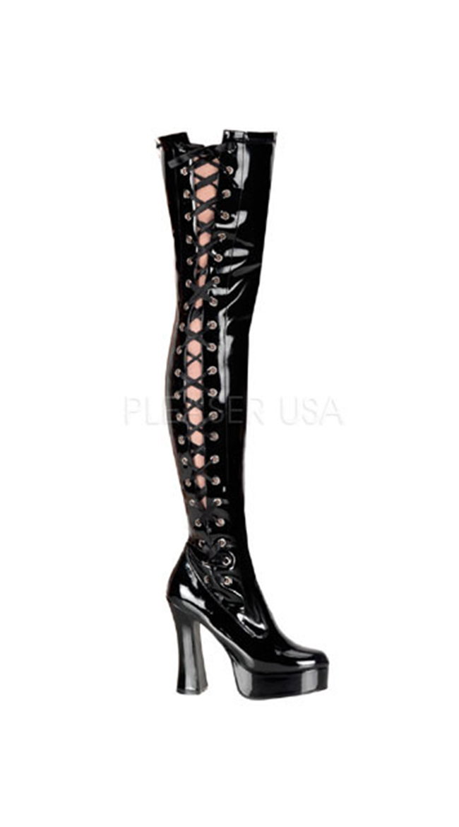 Electra Side Lace Boot with 5" Heel by Pleaser