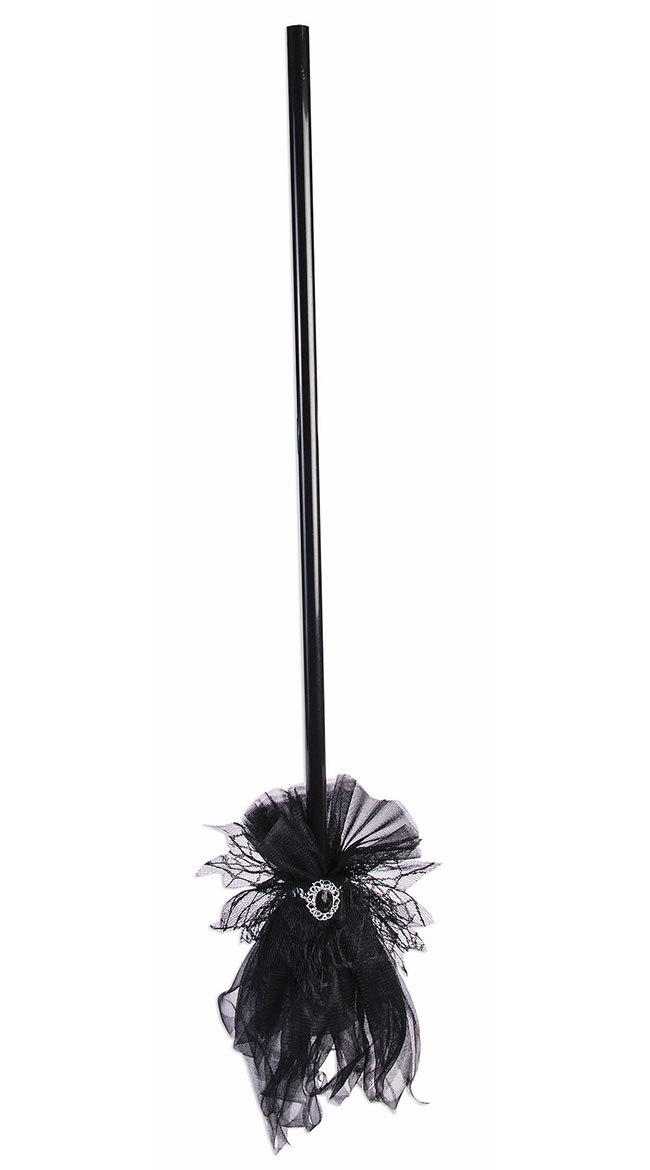 Elegant Lace Mini Broom by Forum Novelties / Black Witch Broom