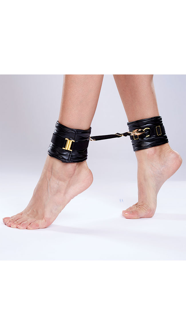 Faux Leather Ankle Cuffs by Allure Lingerie
