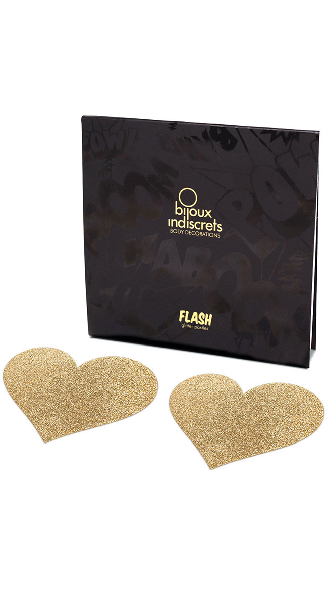 Flashy Gold Heart Pasties by Entrenue / Glittery Gold Heart Pasties