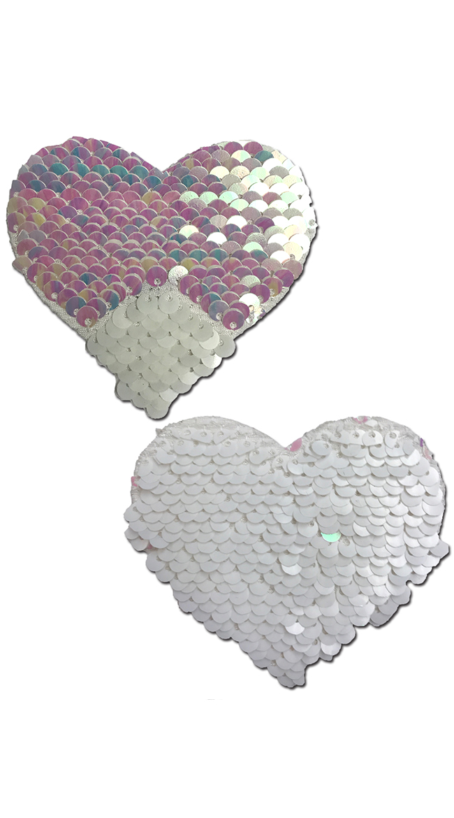 Flip Sequin Pearl and White Heart Pasties by Pastease