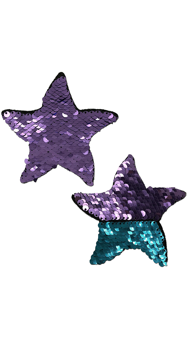 Flip Sequin Purple and Turquoise Starfish Pasties by Pastease