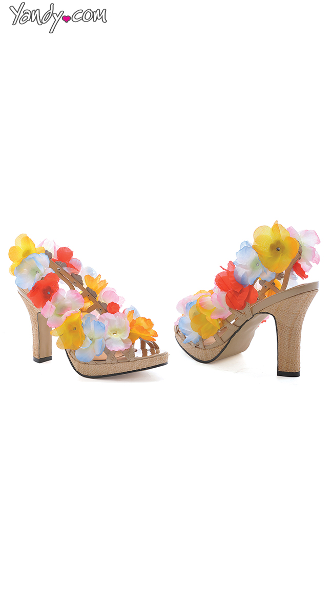 Floral Sandal with 4 Inch Heel by Ellie Shoes