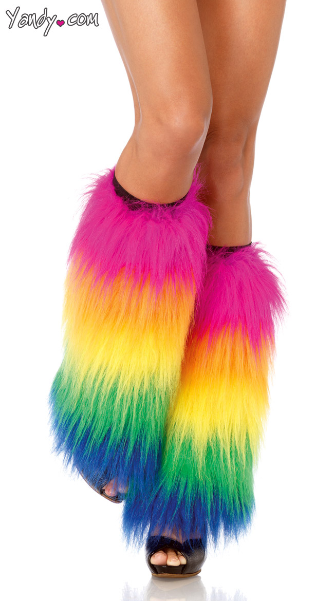Furry Rainbow Leg Warmers by Leg Avenue