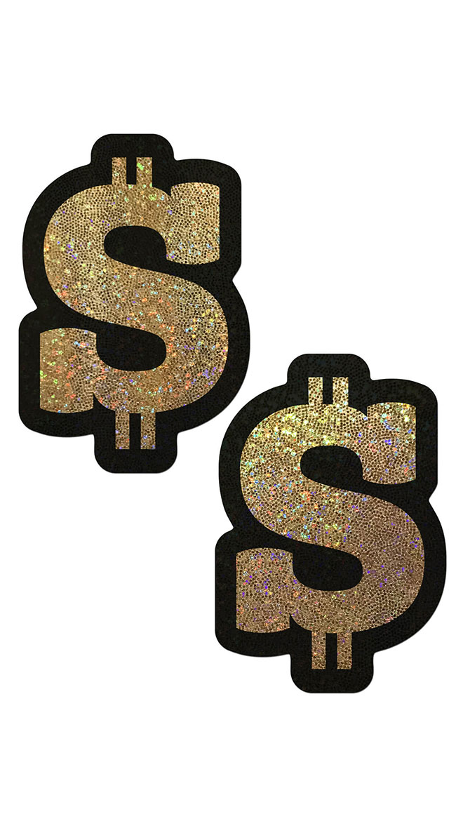 Glitter Dollar Sign Gold Pasties by Pastease - sexy lingerie