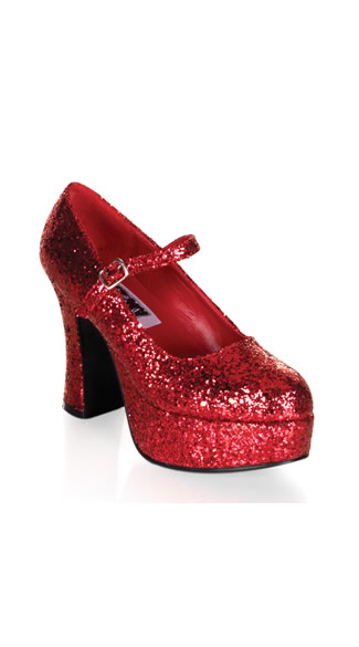 Glitter Girl Red Mary Jane Platforms by Pleaser