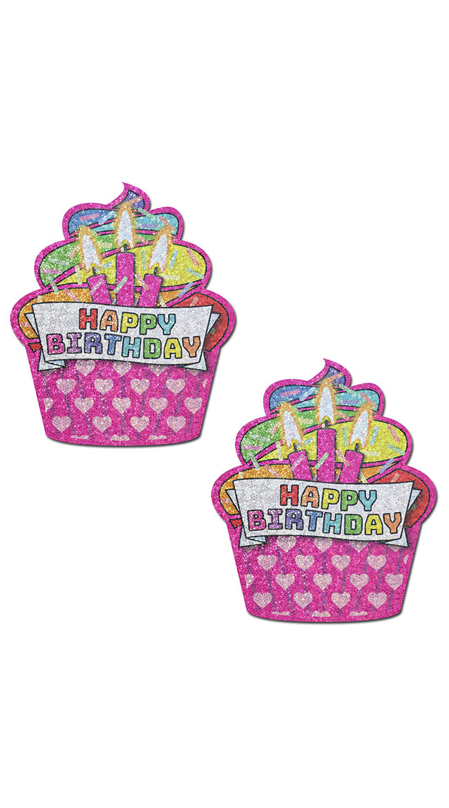 Glitter Happy Birthday Cupcake Pasties by Pastease - sexy lingerie