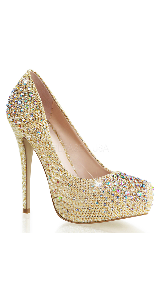 Glitter Mesh 5" Heel Platform Pump Shoes by Pleaser