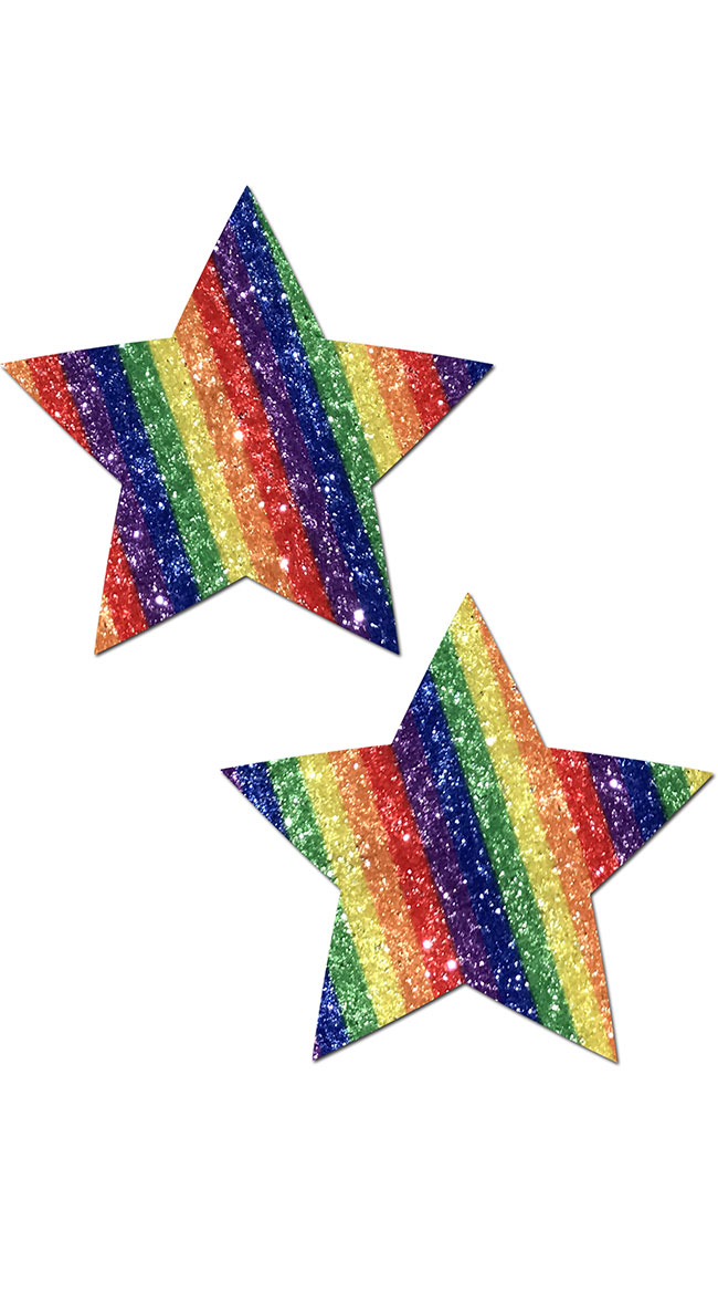 Glittering Double Rainbow Star Pasties by Pastease - sexy lingerie