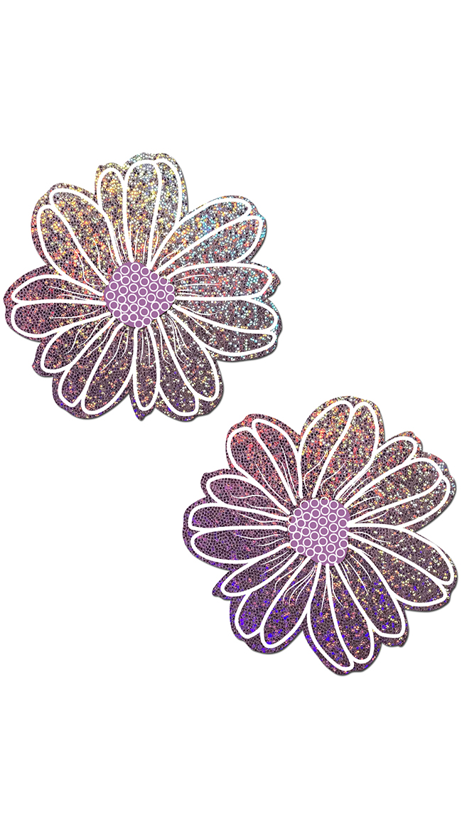 Glittering Lilac Wildflower Pasties by Pastease