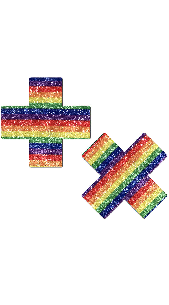 Glittering Rainbow Cross Pasties by Pastease - sexy lingerie