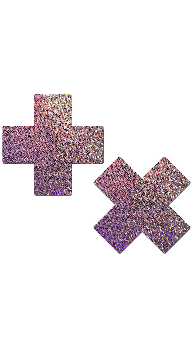Glittery Lilac Cross Pasties by Pastease - sexy lingerie