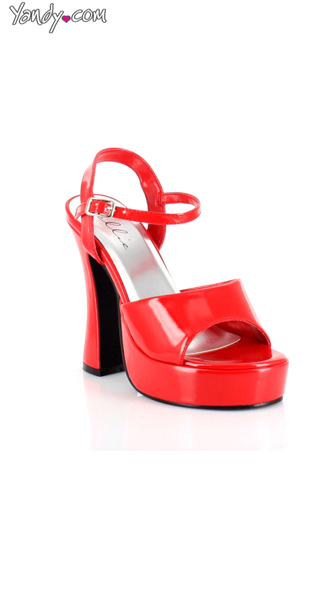 Glossy Platform and Chunky Heel Sandal by Ellie Shoes