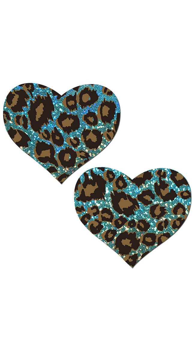 Green Glittering Cheetah Heart Pasties by Pastease