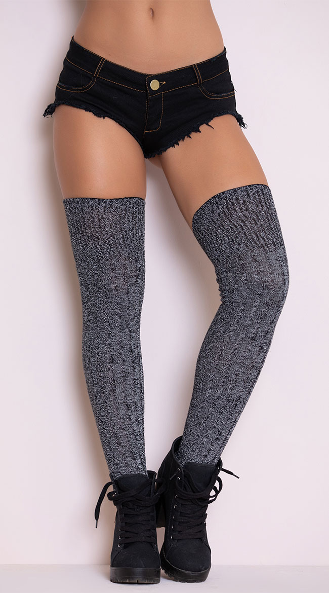 Grey Good Girl Thigh High Stockings by Leg Avenue / Thick Grey Thigh High Socks