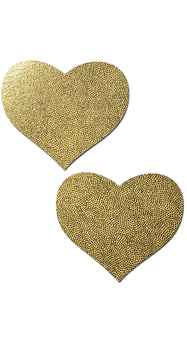 Heart Reusable Gold Nipple Pasties by Pastease - sexy lingerie
