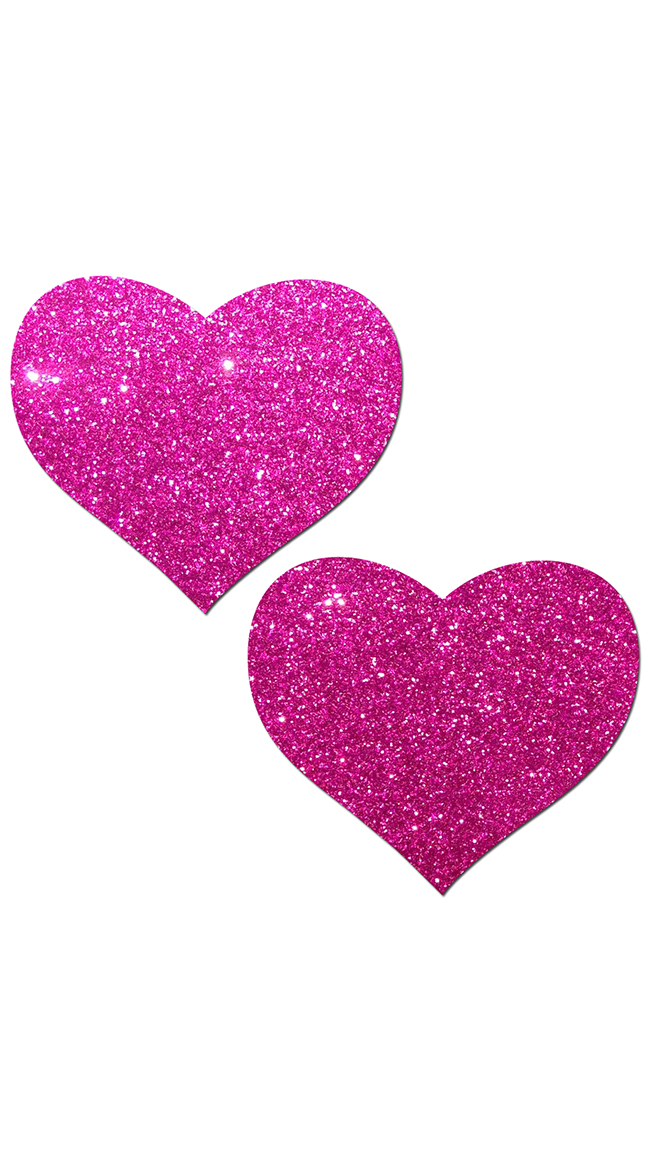 Hot Pink Glittering Heart Pasties by Pastease / Heart Shaped Nipple Pasties