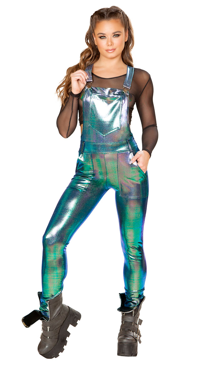 Iridescent Blue Overalls by Roma