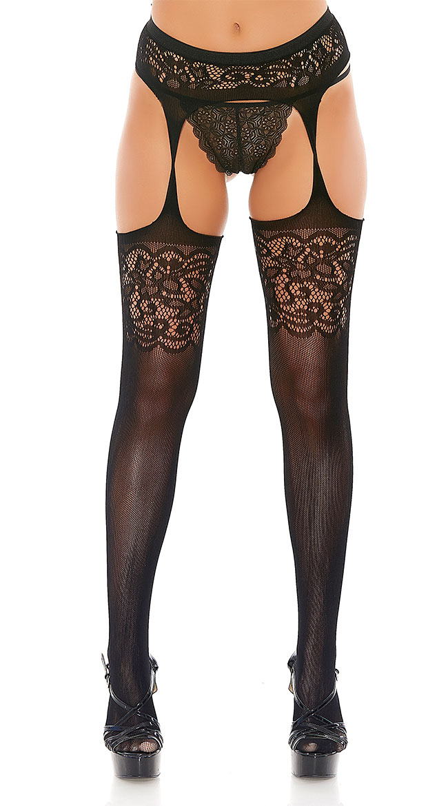 Lace Top Garter Stockings by Popsi Lingerie