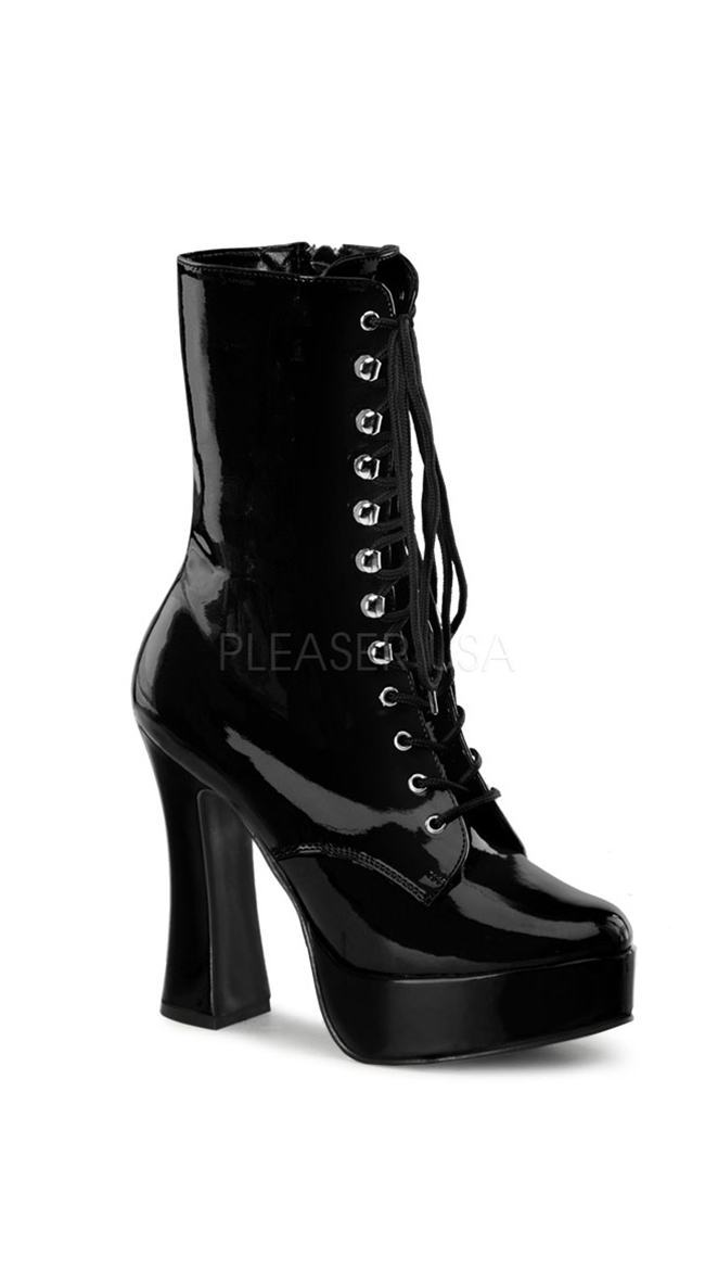 Lace-Up Calf Boot with 5" Heel by Pleaser