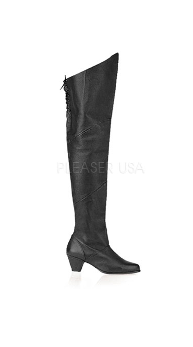 Lace Up Thigh High Boot with 2 1/2" Heel by Pleaser