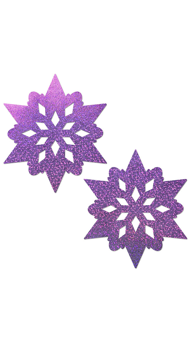 Lilac Glittery Snowflake Pasties by Pastease - sexy lingerie