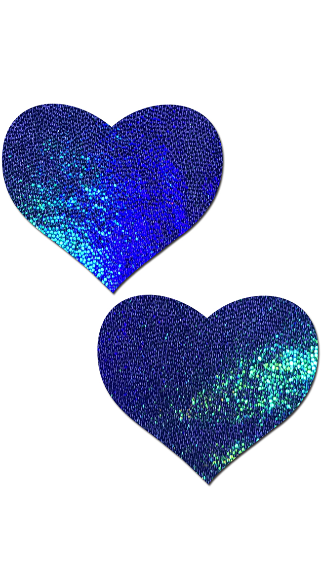 Liquid Blue Spectrum Heart Pasties by Pastease - sexy lingerie