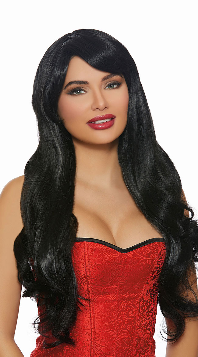 Long Wavy Black Wig by Dreamgirl - sexy lingerie