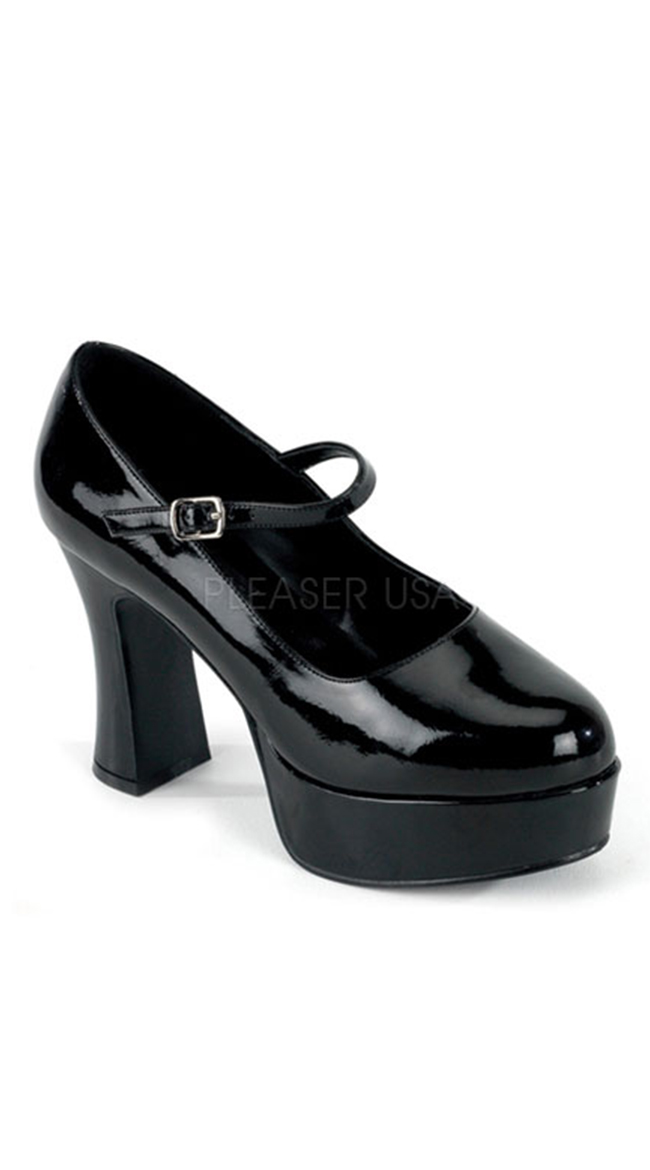 Mary Jane Wide Platform Shoe with 4" Heel by Pleaser