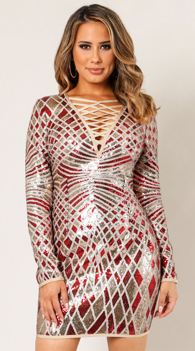 Medley Life Of The Party Sequin Dress by WOW KNIT