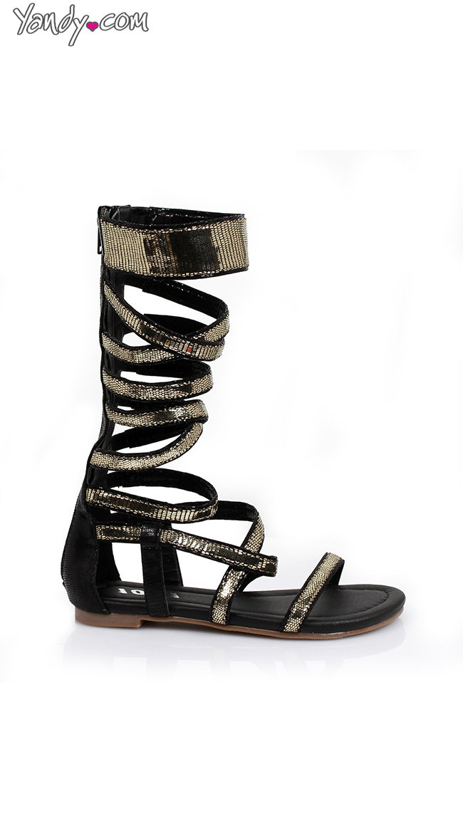 Metallic Black Gladiator Sandal by Ellie Shoes